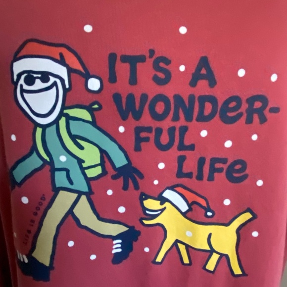 Life Is Good -Its A Wonderful Life Cotton Festive Holiday T-Shirt- Sz-XXL - Picture 2 of 16